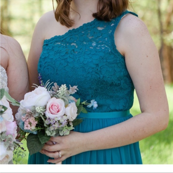 Bridesmaid / prom dress - oasis dress long one shoulder with lace - Picture 2 of 5